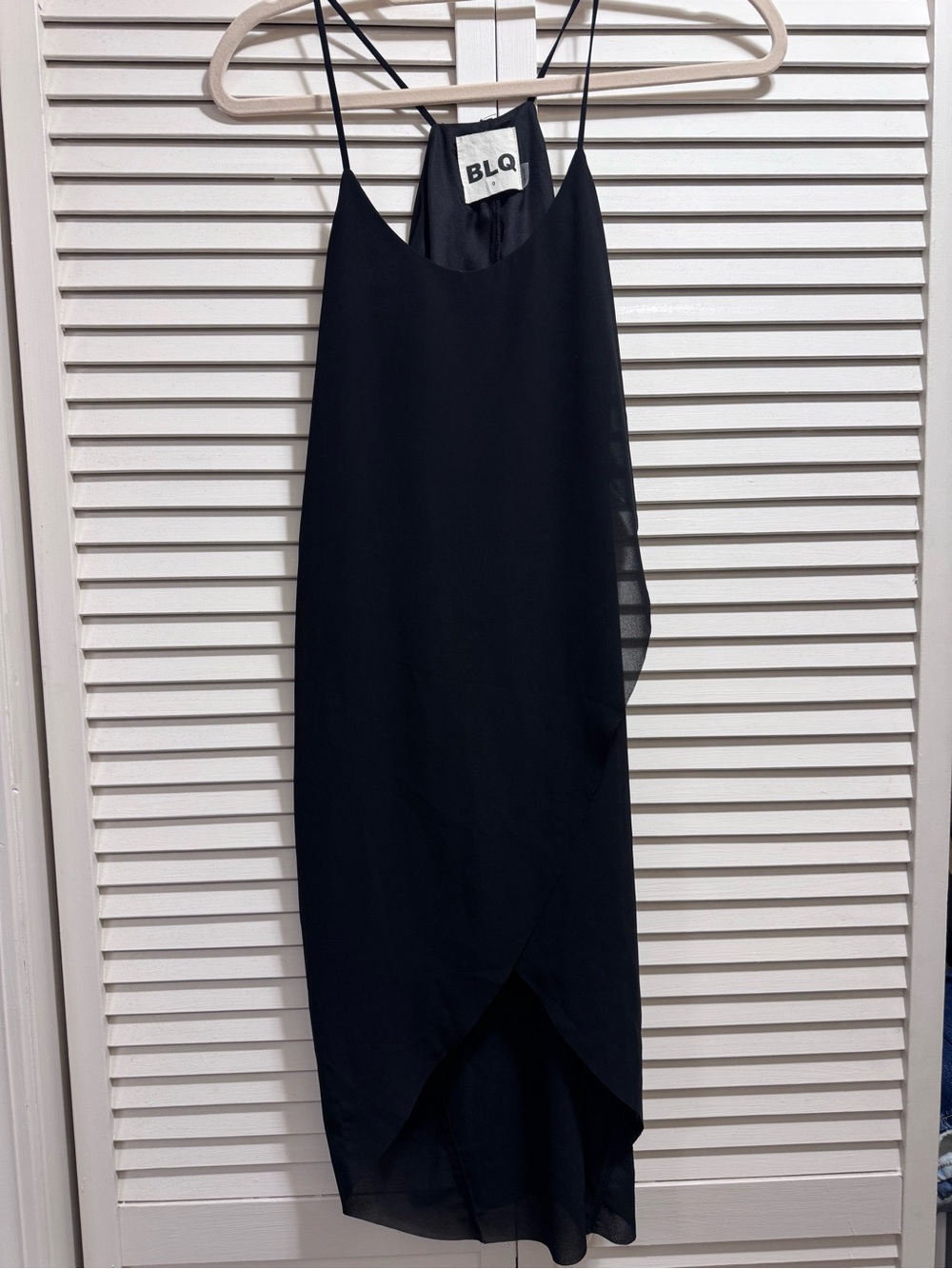 BLQ Black Midi Slip Dress with Adjustable Spaghetti Straps